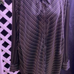 4X 30/32 black/white striped button down top
